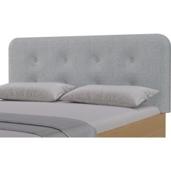 Lit adulte EVA - 140x190 cm - Hetre massif/mélamine- Tete de lit tissu capitonnée