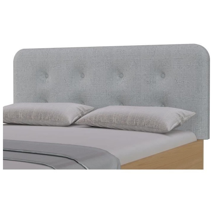 Lit adulte EVA - 140x190 cm - Hetre massif/mélamine- Tete de lit tiss