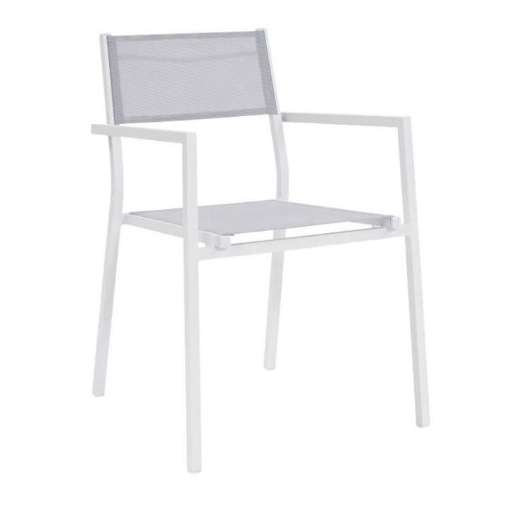 Salon de jardin 6 personnes - table extensible alu. avec plateau en ve