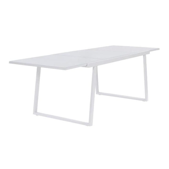 Salon de jardin 6 personnes - table extensible alu. avec plateau en ve