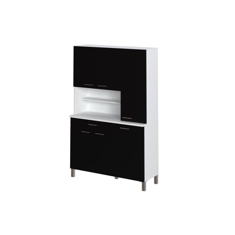 Buffet de cuisine - Noir mat - Contemporain - 6 portes - TACOMA - L 120 cm