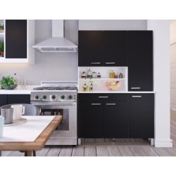 Buffet de cuisine - Noir mat - Contemporain - 6 portes - TACOMA - L 120 cm