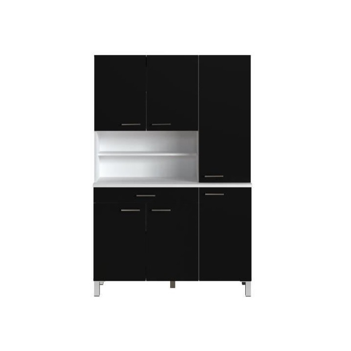 Buffet de cuisine - Noir mat - Contemporain - 6 portes - TACOMA - L 12