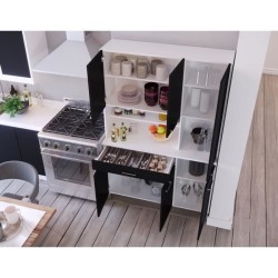 Buffet de cuisine - Noir mat - Contemporain - 6 portes - TACOMA - L 120 cm