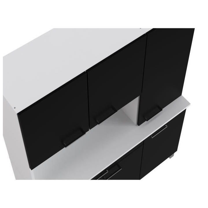 Buffet de cuisine - Noir mat - Contemporain - 6 portes - TACOMA - L 12