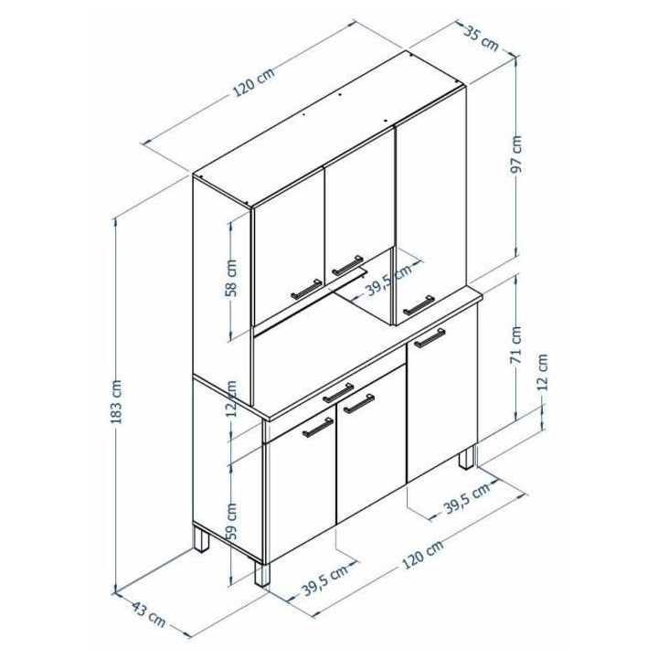 TACOMA Buffet de cuisine L 120 cm - chene