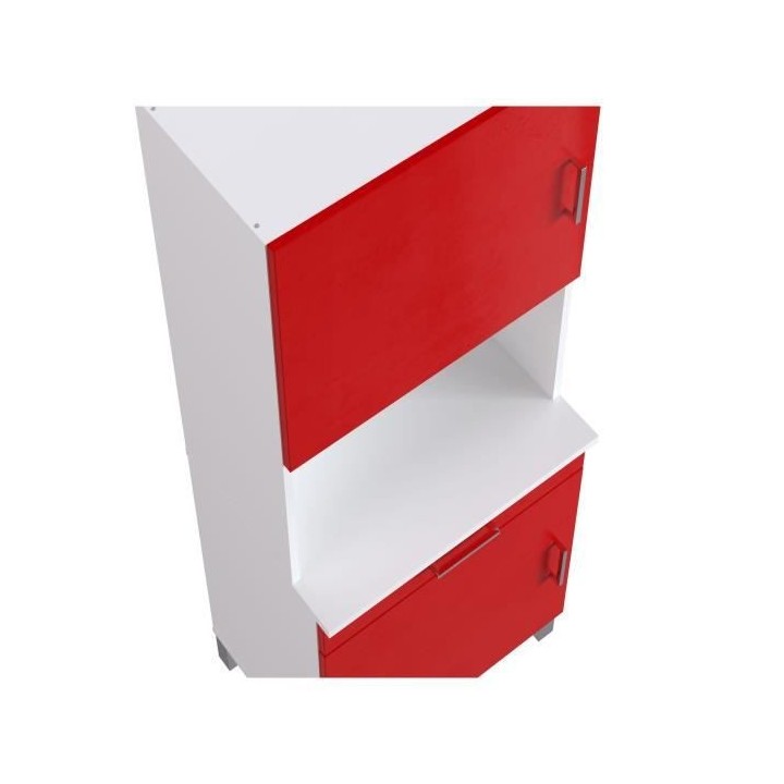 ECO Buffet de cuisine L 60 cm - Rouge et blanc mat