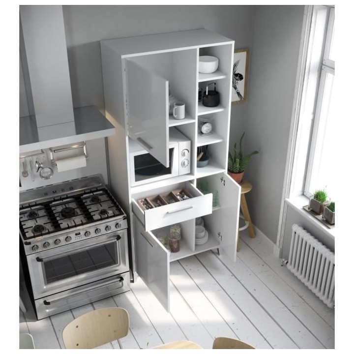 Buffet de cuisine - Blanc brillant - Contemporain - 3 portes - ECO - L