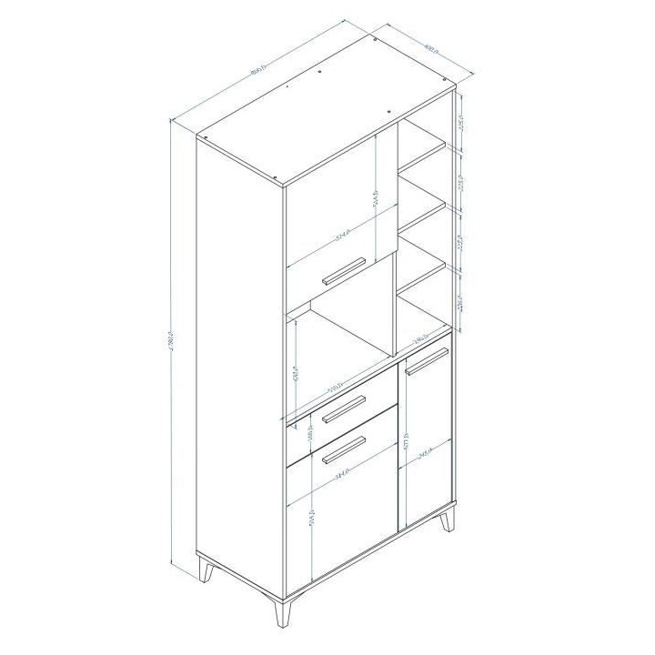 Buffet de cuisine - Blanc brillant - Contemporain - 3 portes - ECO - L