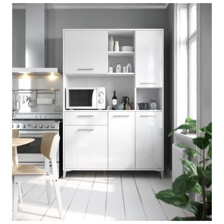 Buffet de cuisine - Blanc brillant - Contemporain - 5 portes - ECO - L