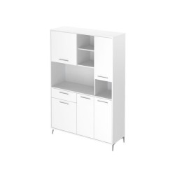 Buffet de cuisine - Blanc brillant - Contemporain - 5 portes - ECO - L 120 cm