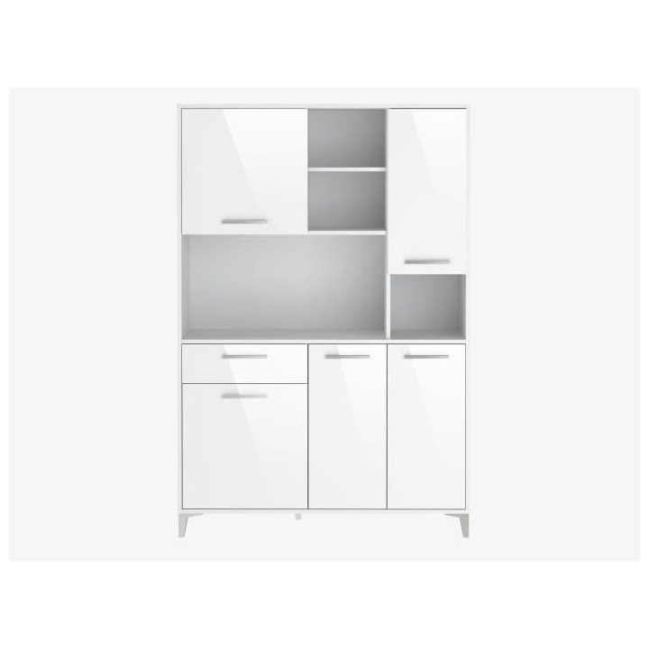 Buffet de cuisine - Blanc brillant - Contemporain - 5 portes - ECO - L