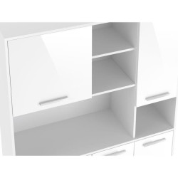 Buffet de cuisine - Blanc brillant - Contemporain - 5 portes - ECO - L 120 cm