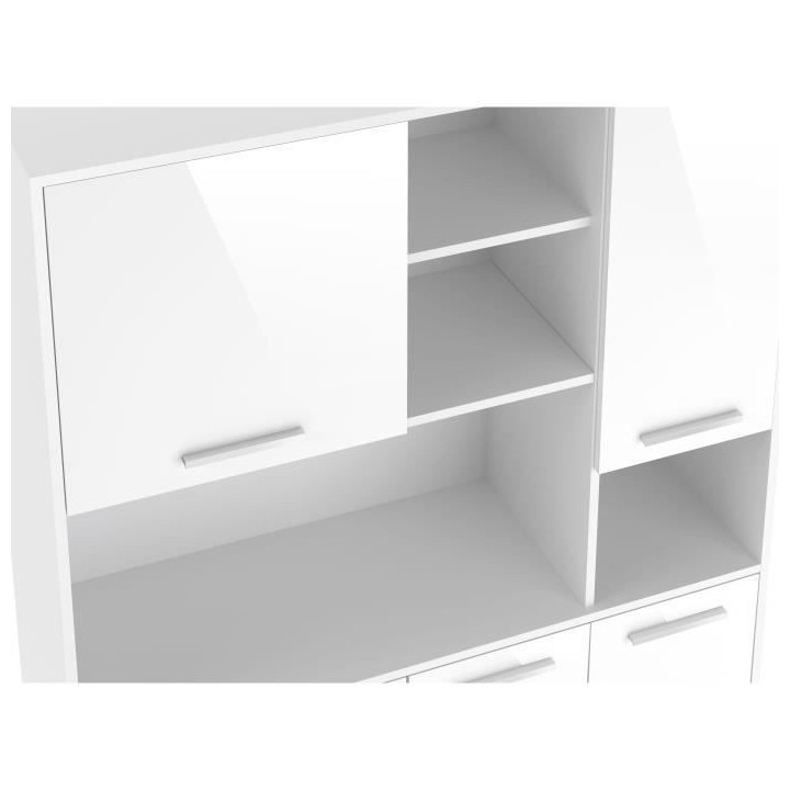 Buffet de cuisine - Blanc brillant - Contemporain - 5 portes - ECO - L
