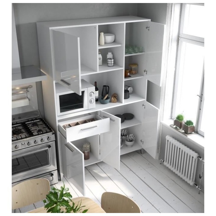Buffet de cuisine - Blanc brillant - Contemporain - 5 portes - ECO - L