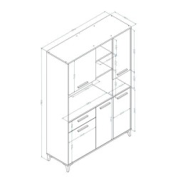 Buffet de cuisine - Blanc brillant - Contemporain - 5 portes - ECO - L 120 cm