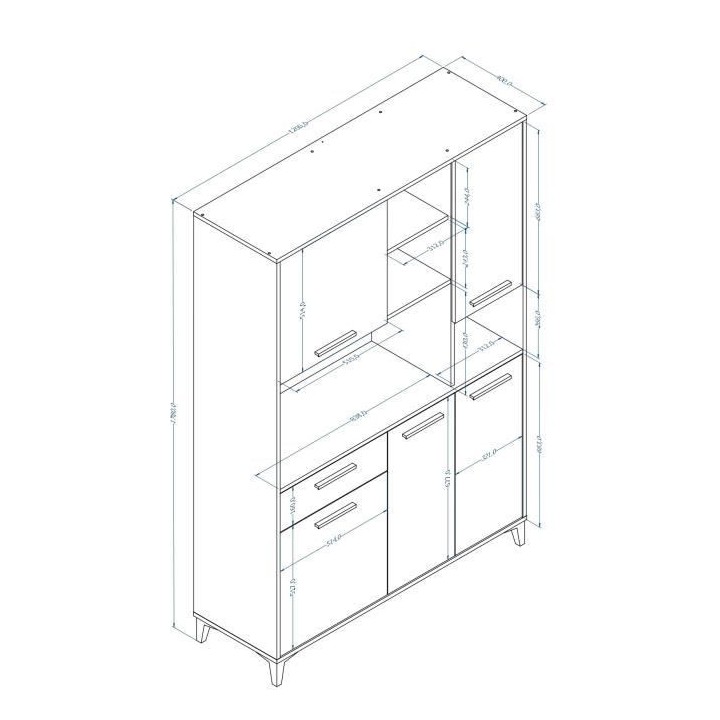Buffet de cuisine - Blanc brillant - Contemporain - 5 portes - ECO - L