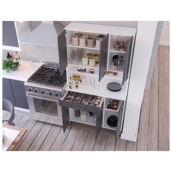 TACOMA Buffet de cuisine L 100 cm - gris mat