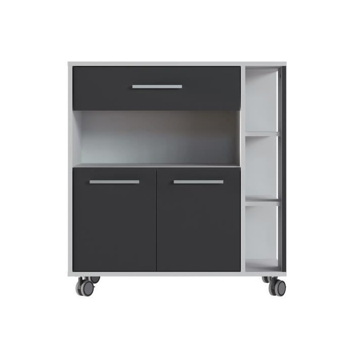 ECO Desserte 2 portes 1 tiroir - Blanc et gris - L 80 x P 39 x H 87 cm