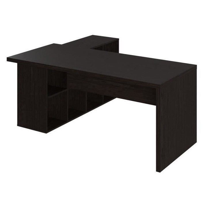 Pack Bureau 2 tiroirs + Bibliotheque - Noir - L 180 x P 182 x H 79 cm