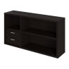 Pack Bureau 2 tiroirs + Bibliotheque - Noir - L 180 x P 182 x H 79 cm - URBAN