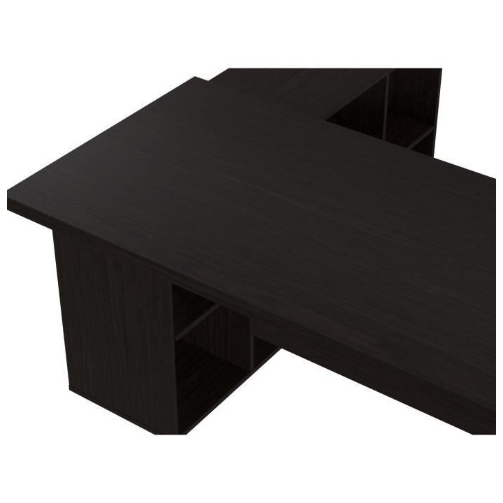 Pack Bureau 2 tiroirs + Bibliotheque - Noir - L 180 x P 182 x H 79 cm