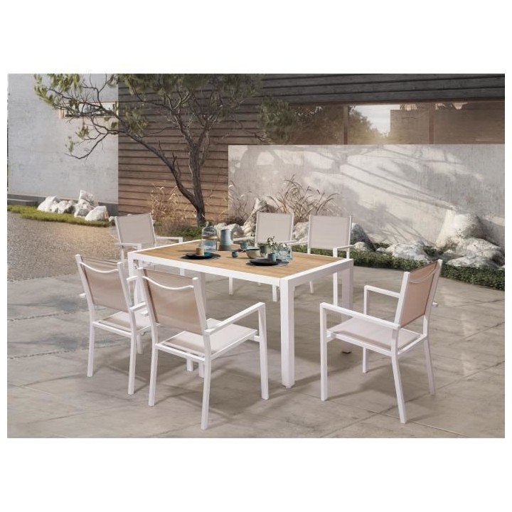 Table de jardin rectangulaire - 160 cm - Aluminium