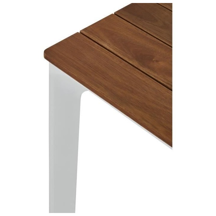 Table de jardin - Table 180 cm - Aluminium blanc et Plateau Eucalyptus