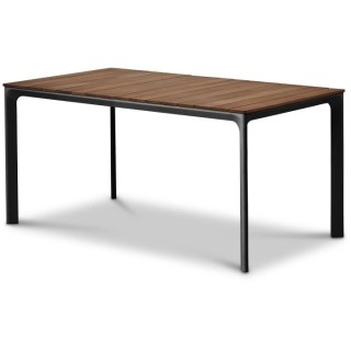 Table de jardin - Table 160 cm - Aluminium noir et Plateau Eucalyptus