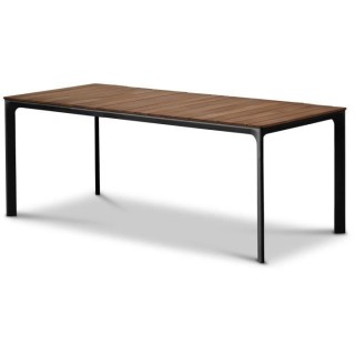 Table de jardin - Table 200 cm - Aluminium noir et Plateau Eucalyptus