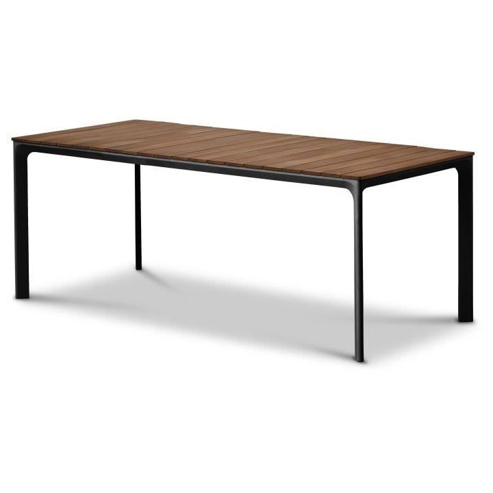 Table de jardin - Table 200 cm - Aluminium noir et Plateau Eucalyptus