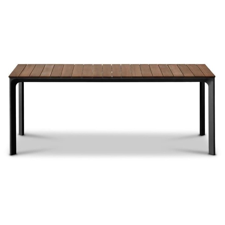 Table de jardin - Table 200 cm - Aluminium noir et Plateau Eucalyptus