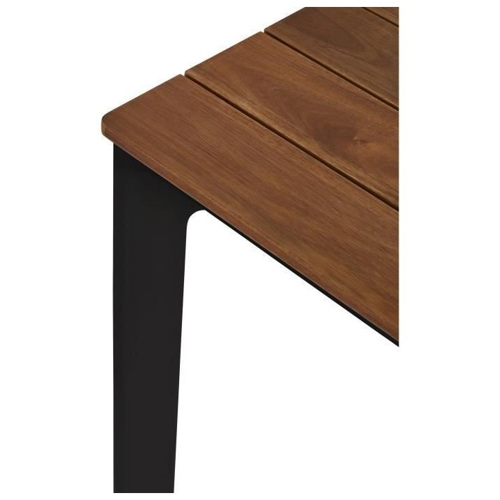 Table de jardin - Table 200 cm - Aluminium noir et Plateau Eucalyptus