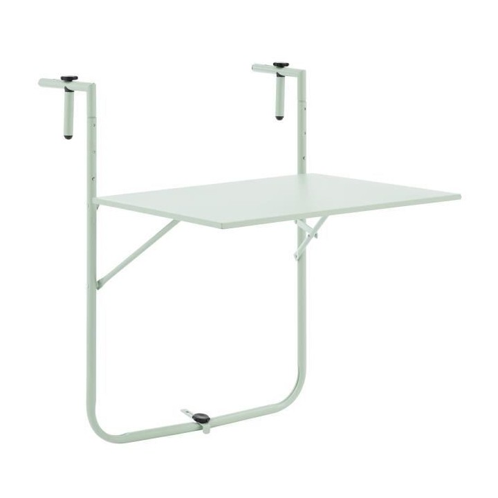 Table de balcon rabattable - Acier - 60 x 75 x 82-92 cm - Vert