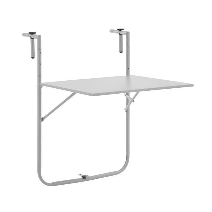 Table de jardin - Table de balcon rabattable - Pliante - Gris - En aci
