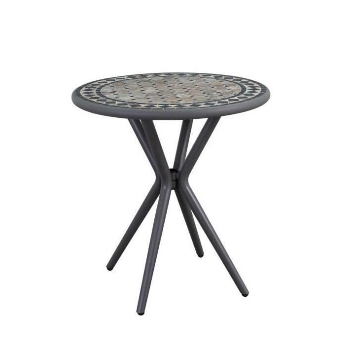 Table Mosaique de jardin - Gris anthracite, céramique noir, marbre ja