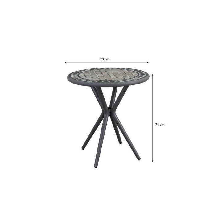 Table Mosaique de jardin - Gris anthracite, céramique noir, marbre ja
