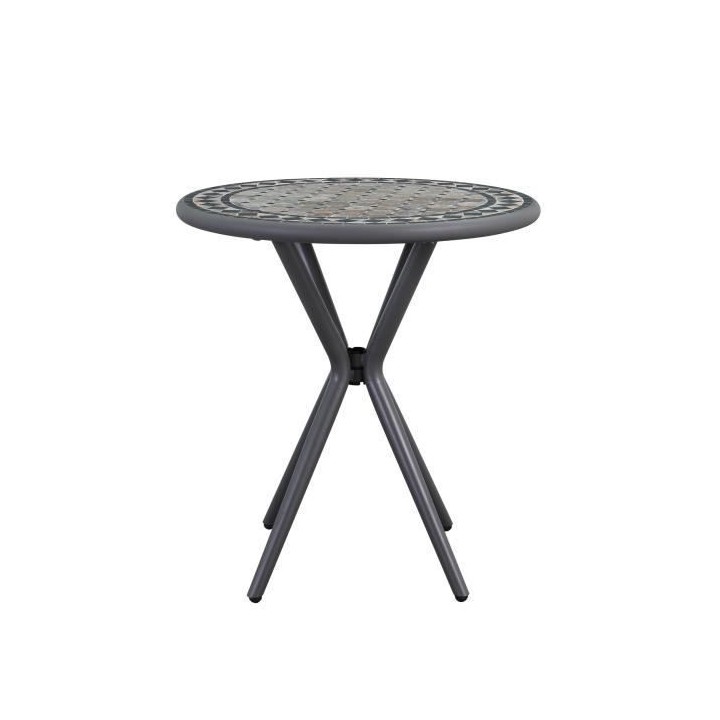 Table Mosaique de jardin - Gris anthracite, céramique noir, marbre ja