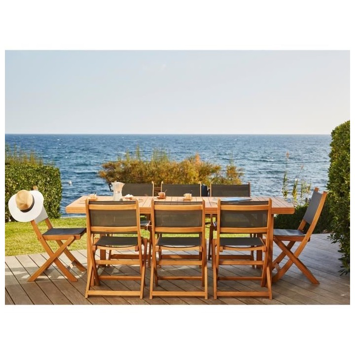 Table de jardin pliable - 210x90cm- Eucalyptus FSC - Charly BOCARNEA