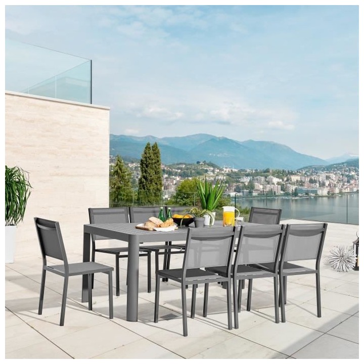 Table de jardin extensible sur 1 côté - Aluminium - 180/240 x 100 x