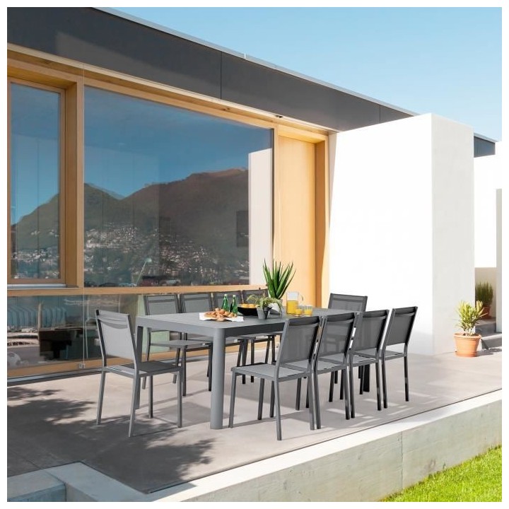 Table de jardin extensible sur 1 côté - Aluminium - 180/240 x 100 x