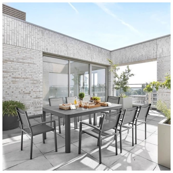 Table de jardin extensible sur 1 côté - Aluminium - 180/240 x 100 x