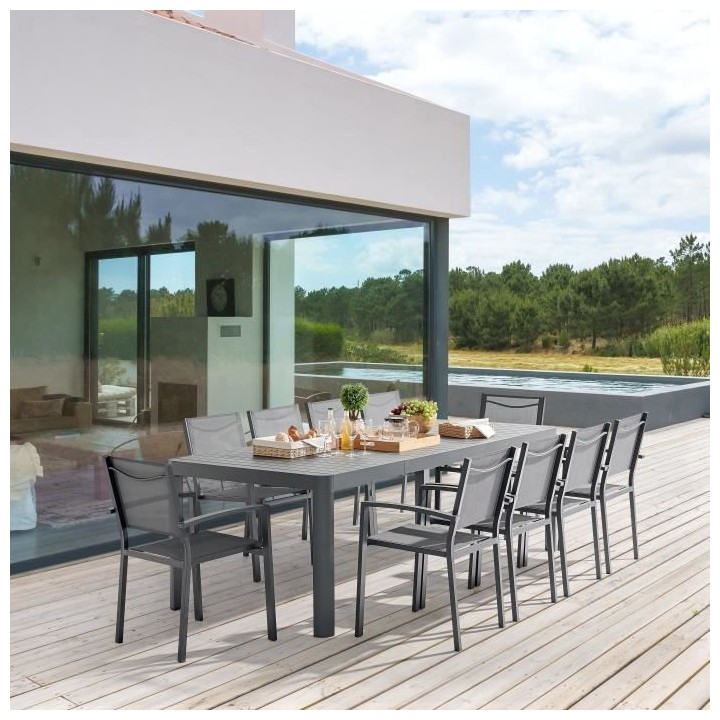 Table de jardin extensible sur 1 côté - Aluminium - 180/240 x 100 x