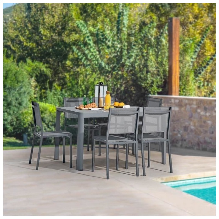 Table de jardin extensible en aluminium - 97/149 x 149 x 149 x 75 cm