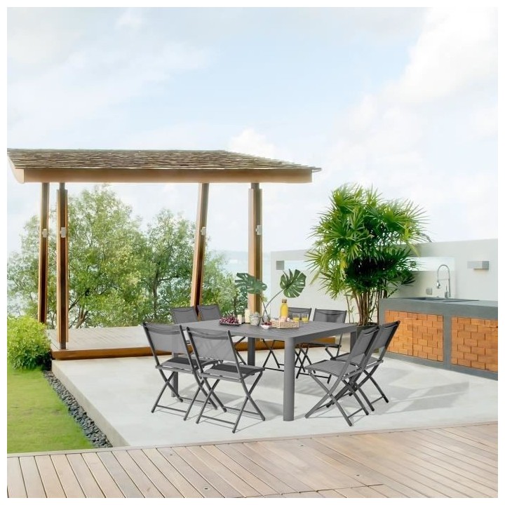 Table de jardin extensible en aluminium - 97/149 x 149 x 149 x 75 cm