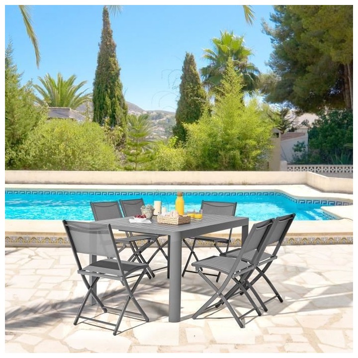 Table de jardin extensible en aluminium - 97/149 x 149 x 149 x 75 cm