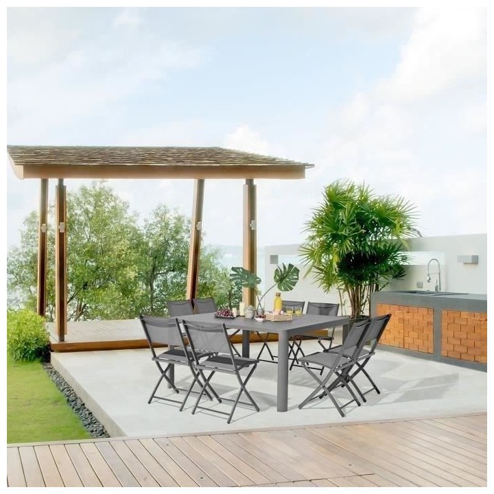 Table de jardin extensible en aluminium - 97/149 x 149 x 149 x 75 cm