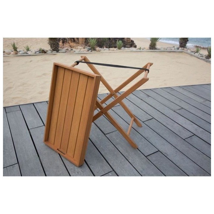 Desserte de service pliante - 67,5 x 52 x 75 cm - Acacia