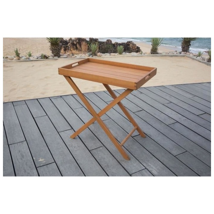 Desserte de service pliante - 67,5 x 52 x 75 cm - Acacia