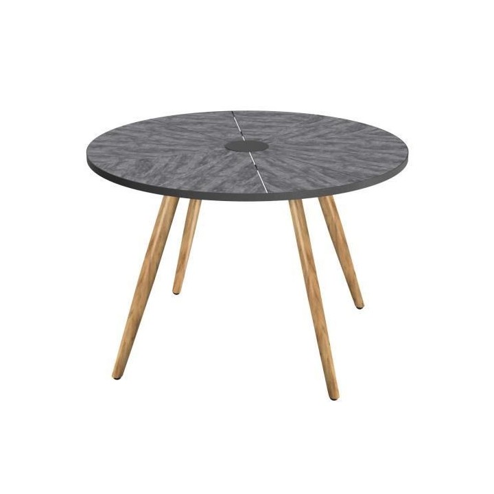 Table de jardin ronde - Acier thermolaqué + nassilium en lamelles - D